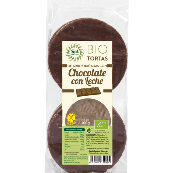Tortas De Arroz Con Chocolate Con Leche 100g